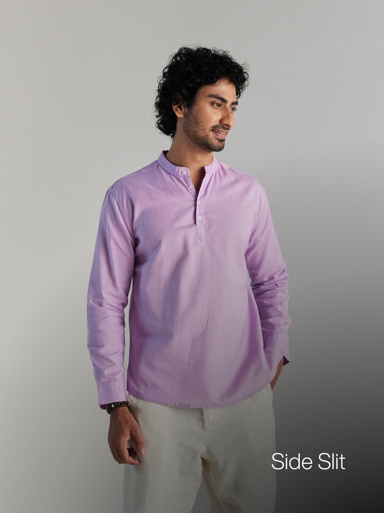 Lilac Airy Linen Short Kurta