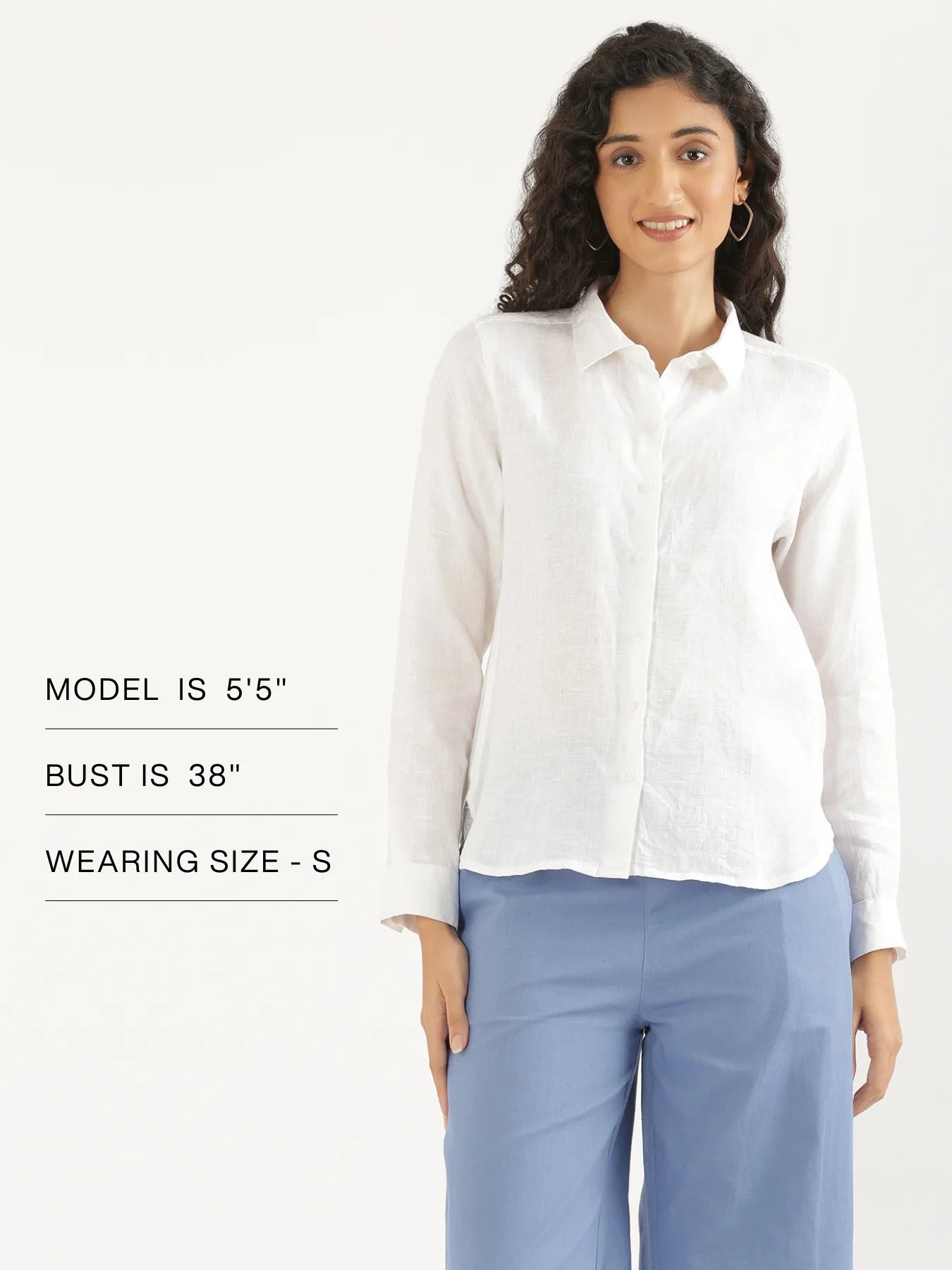 Women White Pure Linen Shirt
