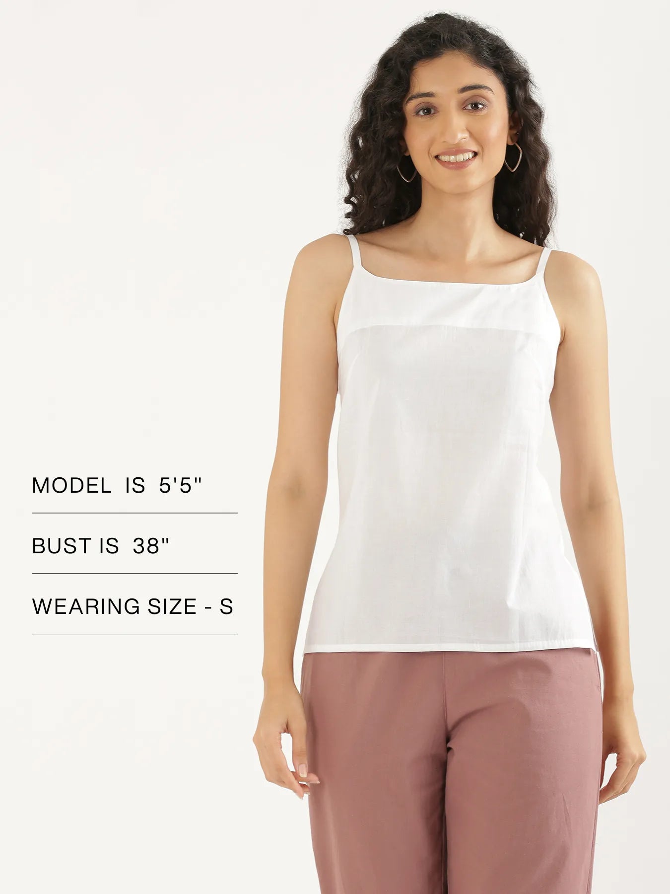 Women White Cotton Camisole Top