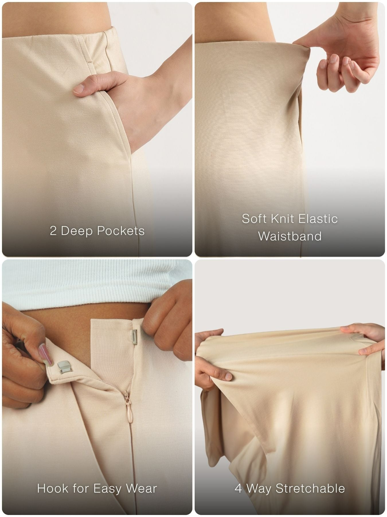 Women Beige Wide Leg Pants