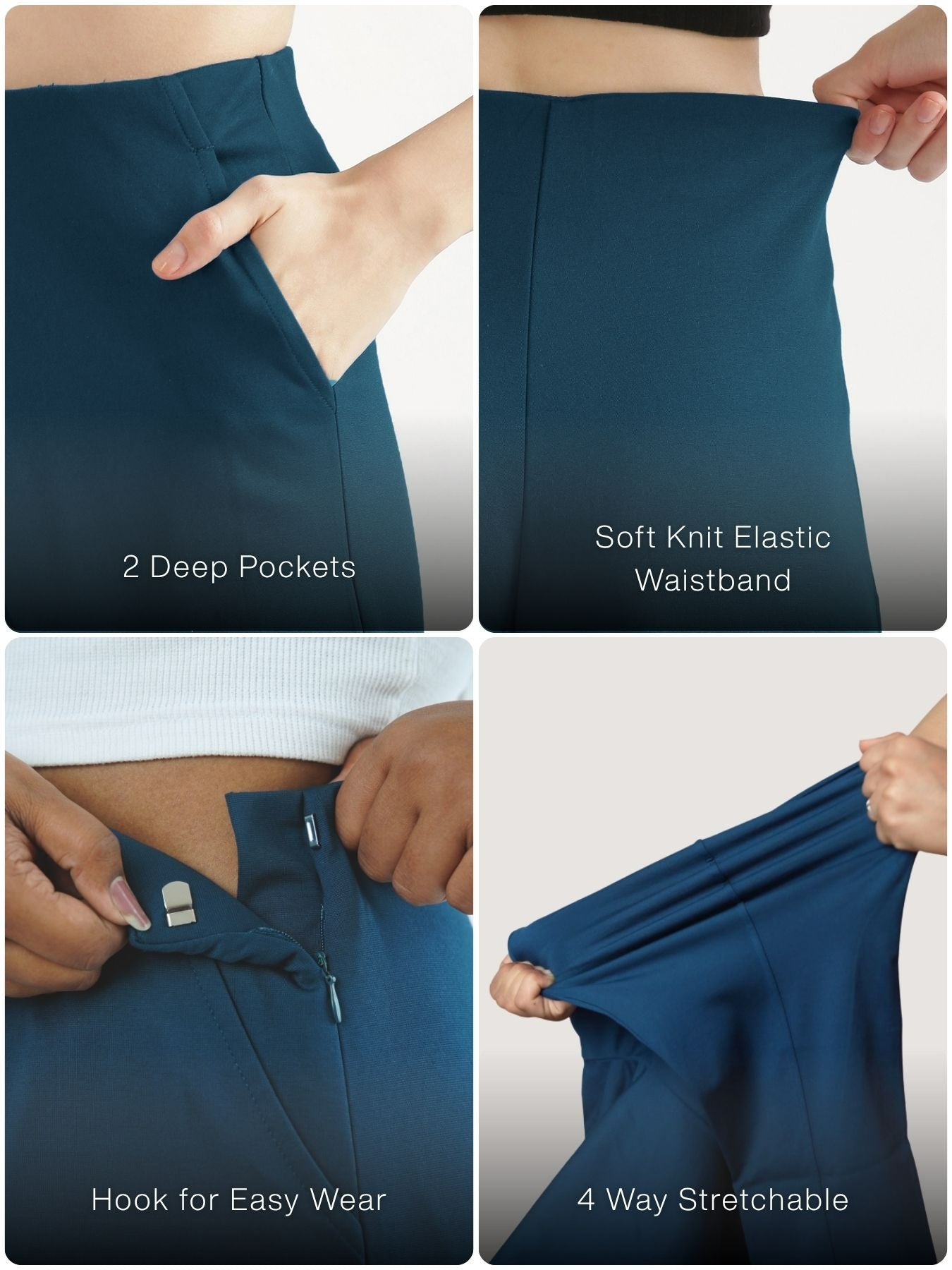 Women Royal Blue Wide Leg Pants