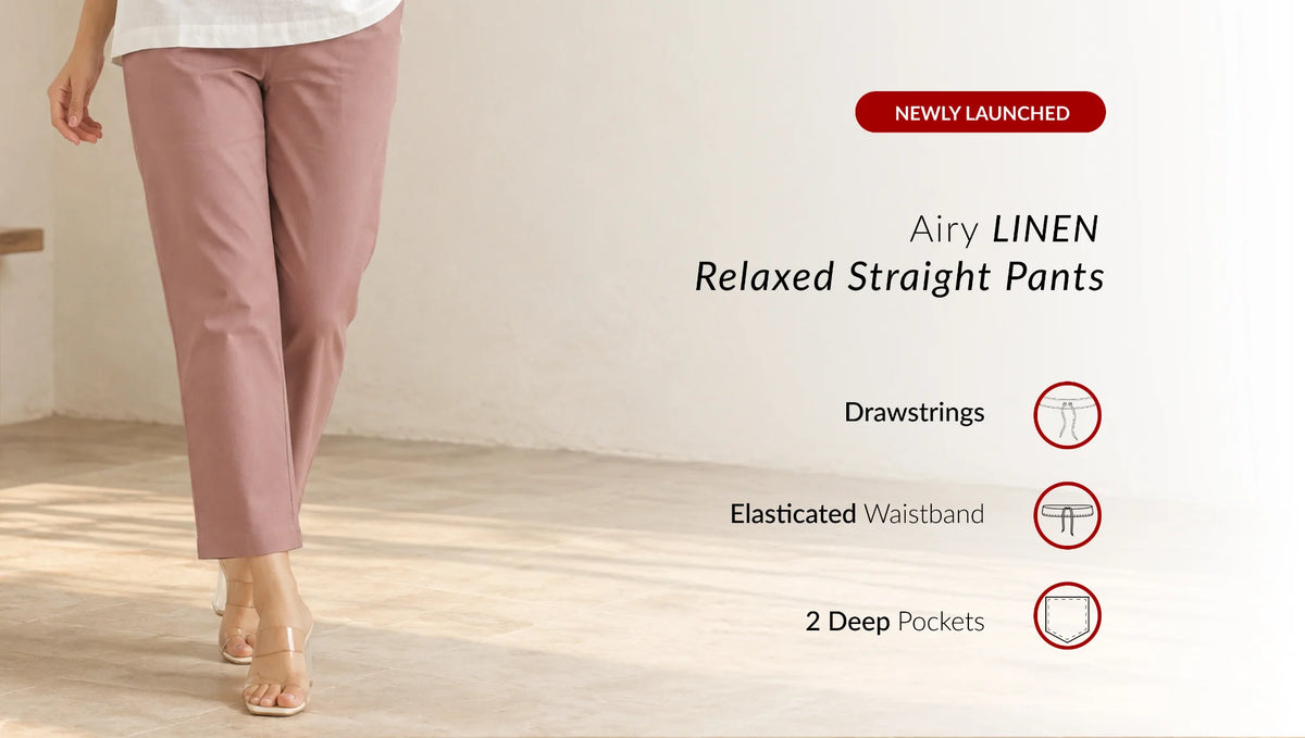 Women Airy Linen Relaxed Straight Pant