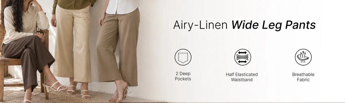 Women Airy Linen Wide Leg Pants