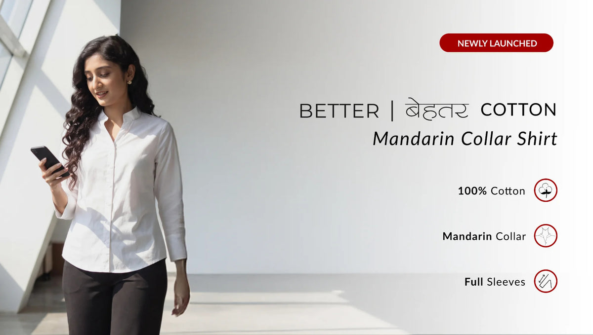 Women Better Cotton Mandarin Collar Shirt