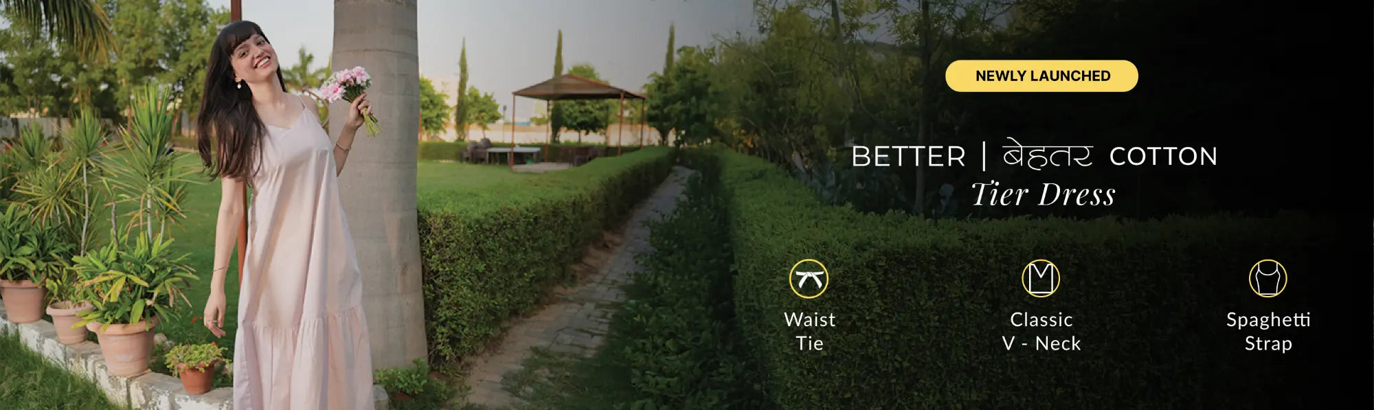 Women Better Cotton Tier Dress banner desktop
