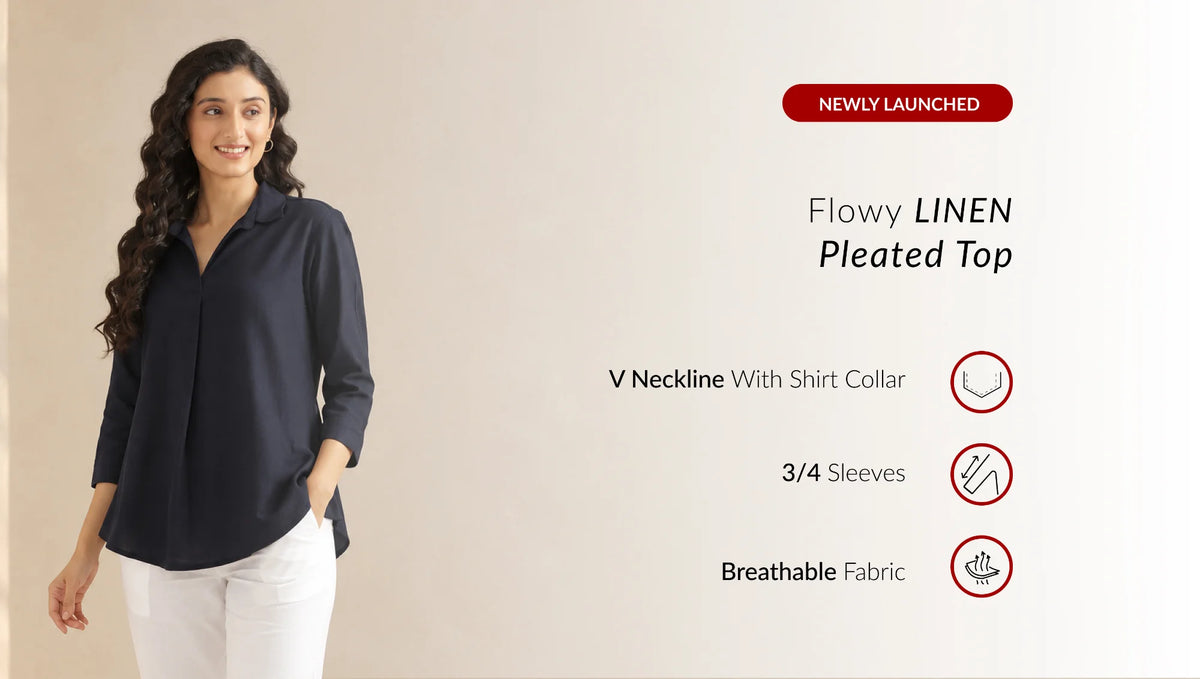 Women Flowy Linen Pleated Kurtas