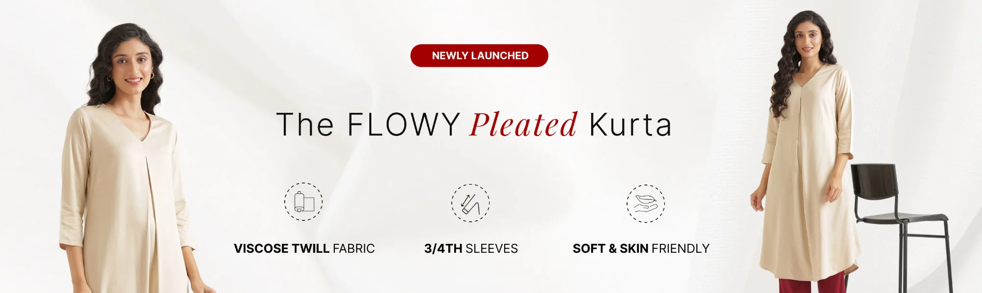 Women Flowy Pleated Kurta banner desktop