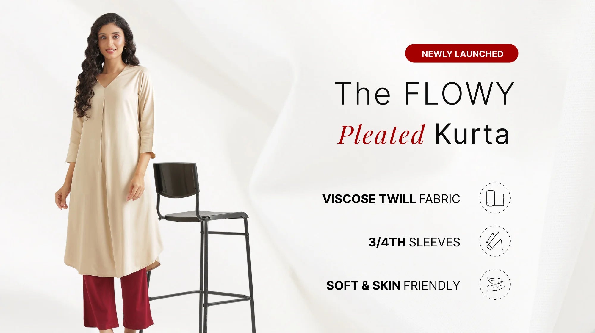 Women Flowy Pleated Kurta banner mobile