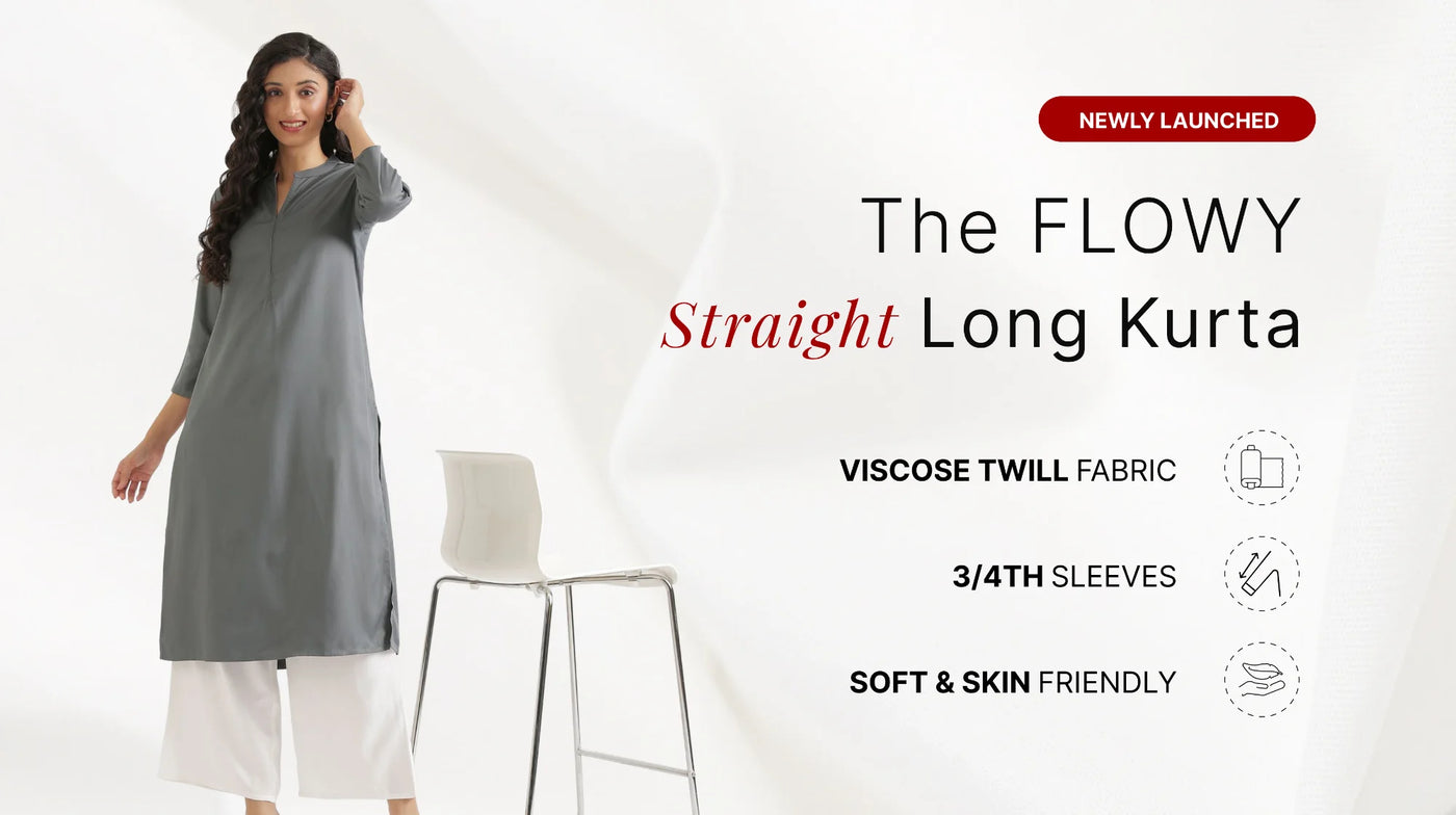 Women Flowy Straight Long Kurta
