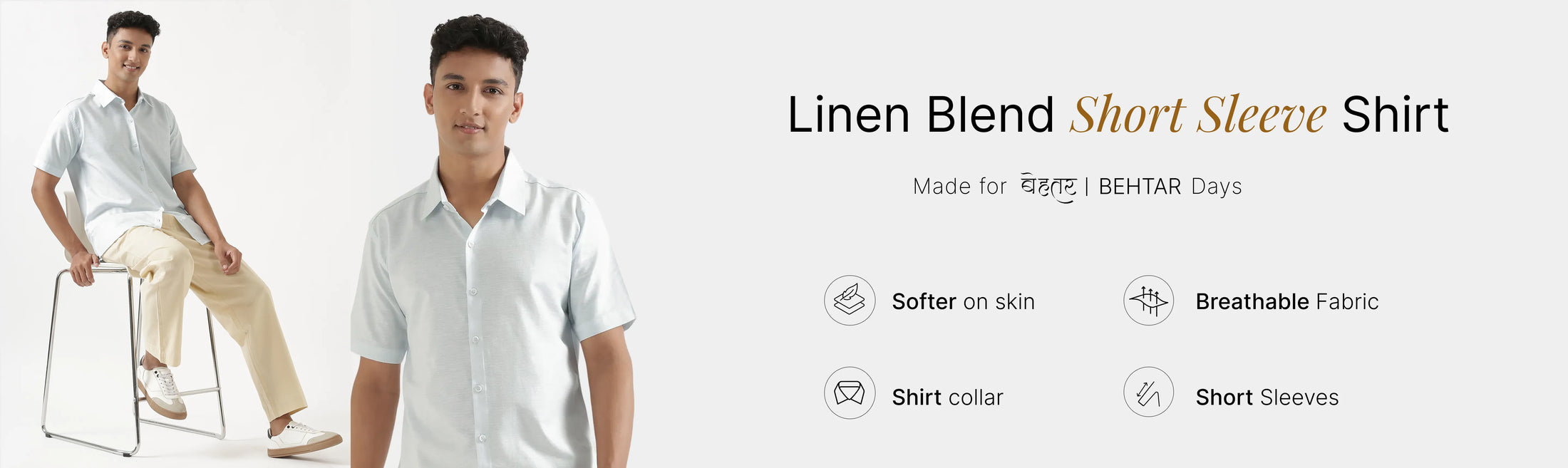 Men Linen Blend Short Sleeve Shirts