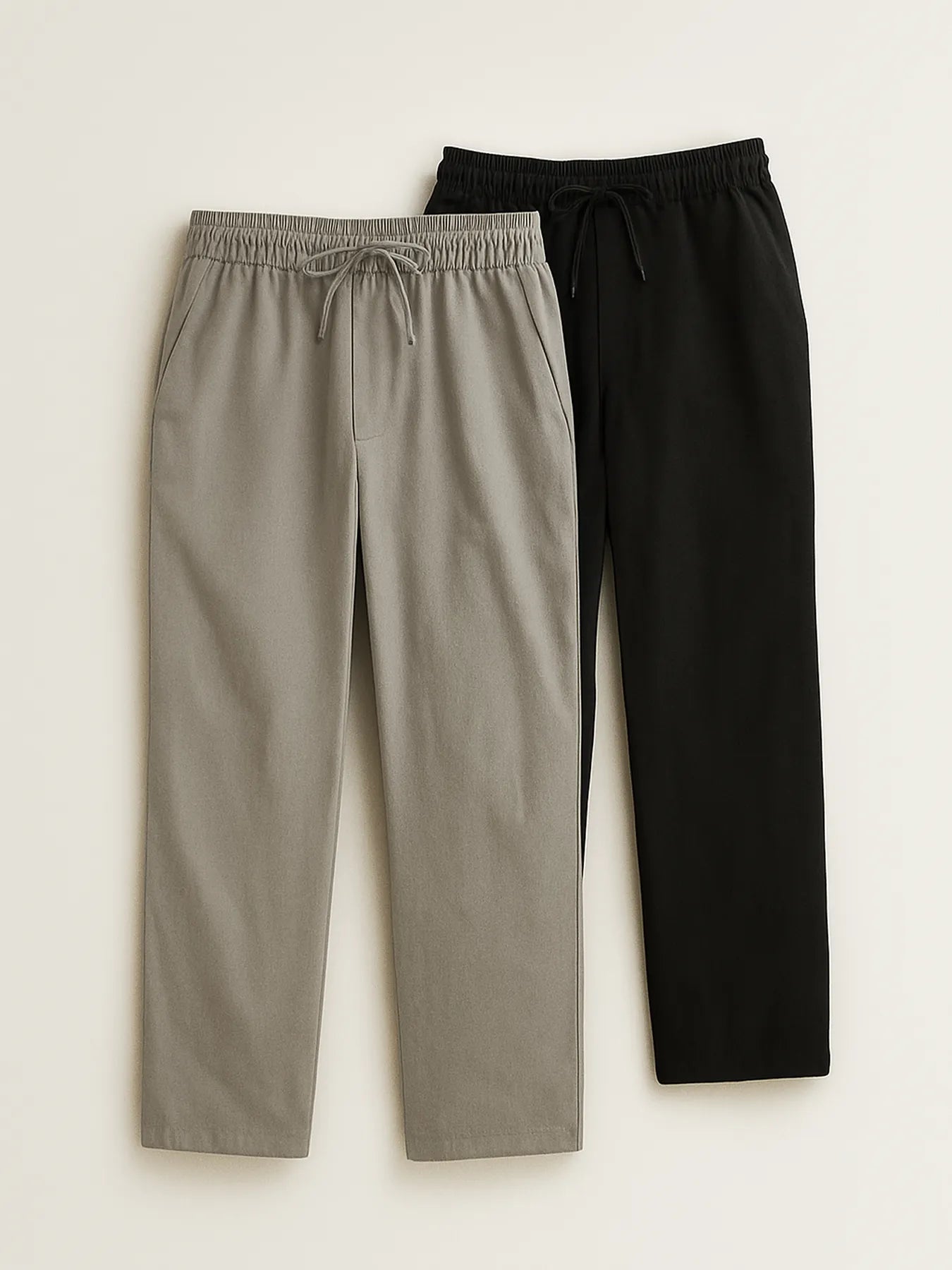 Men Black & Grey Cotton Pant