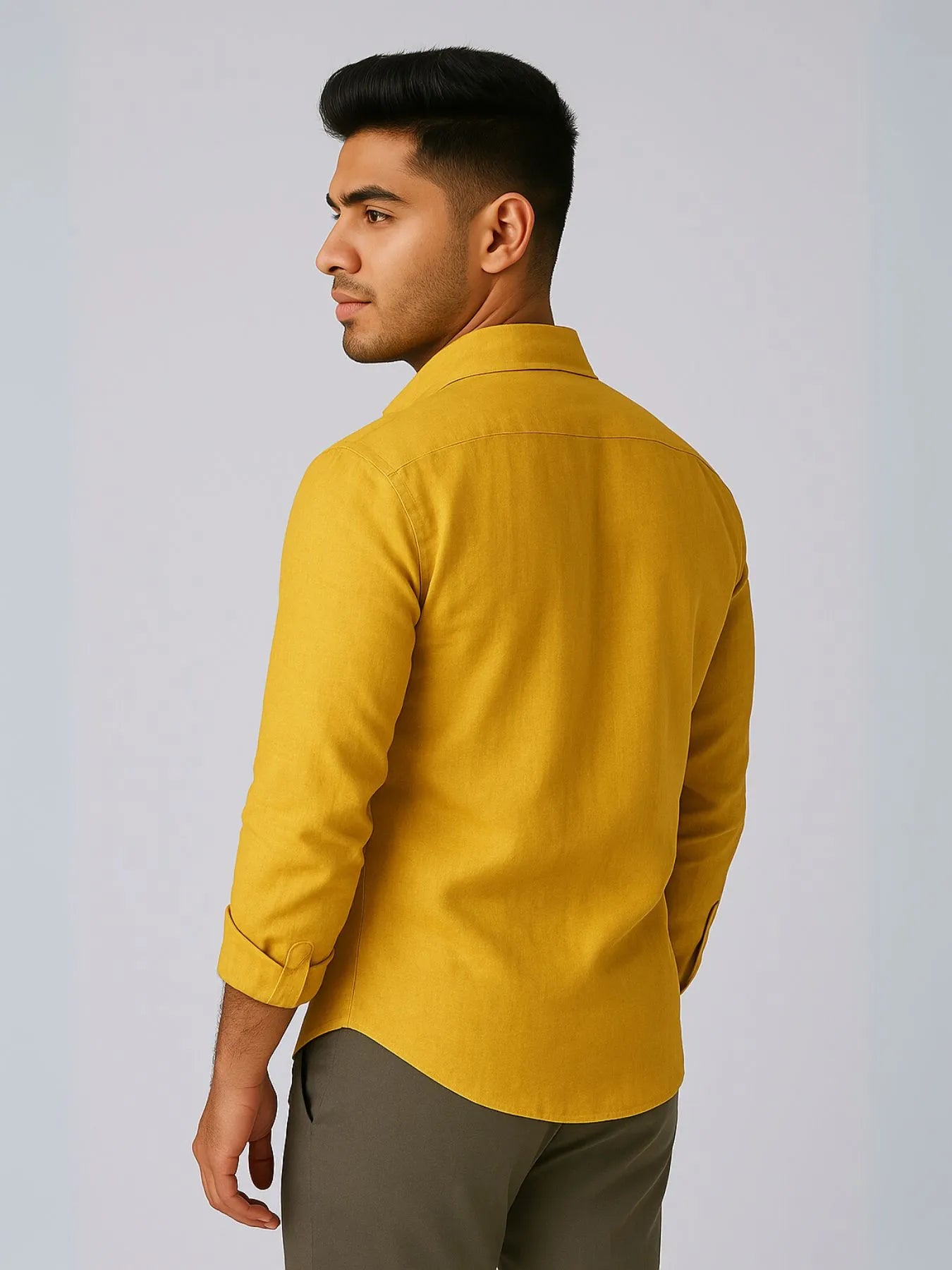 Men Mango Yellow 100% Linen Shirt