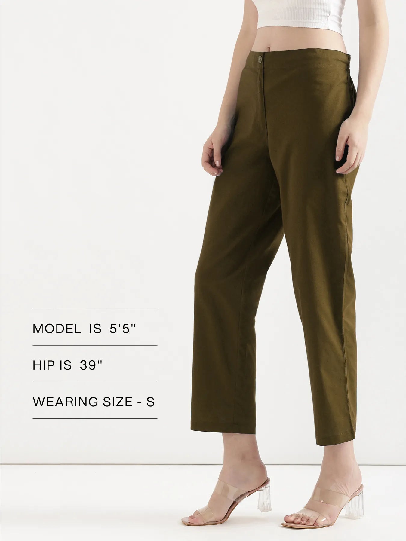 Women Olive Green Airy Linen Straight Pant