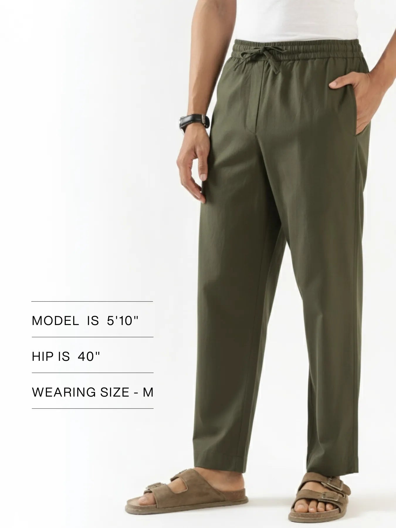 Men Olive Green Cotton Pant