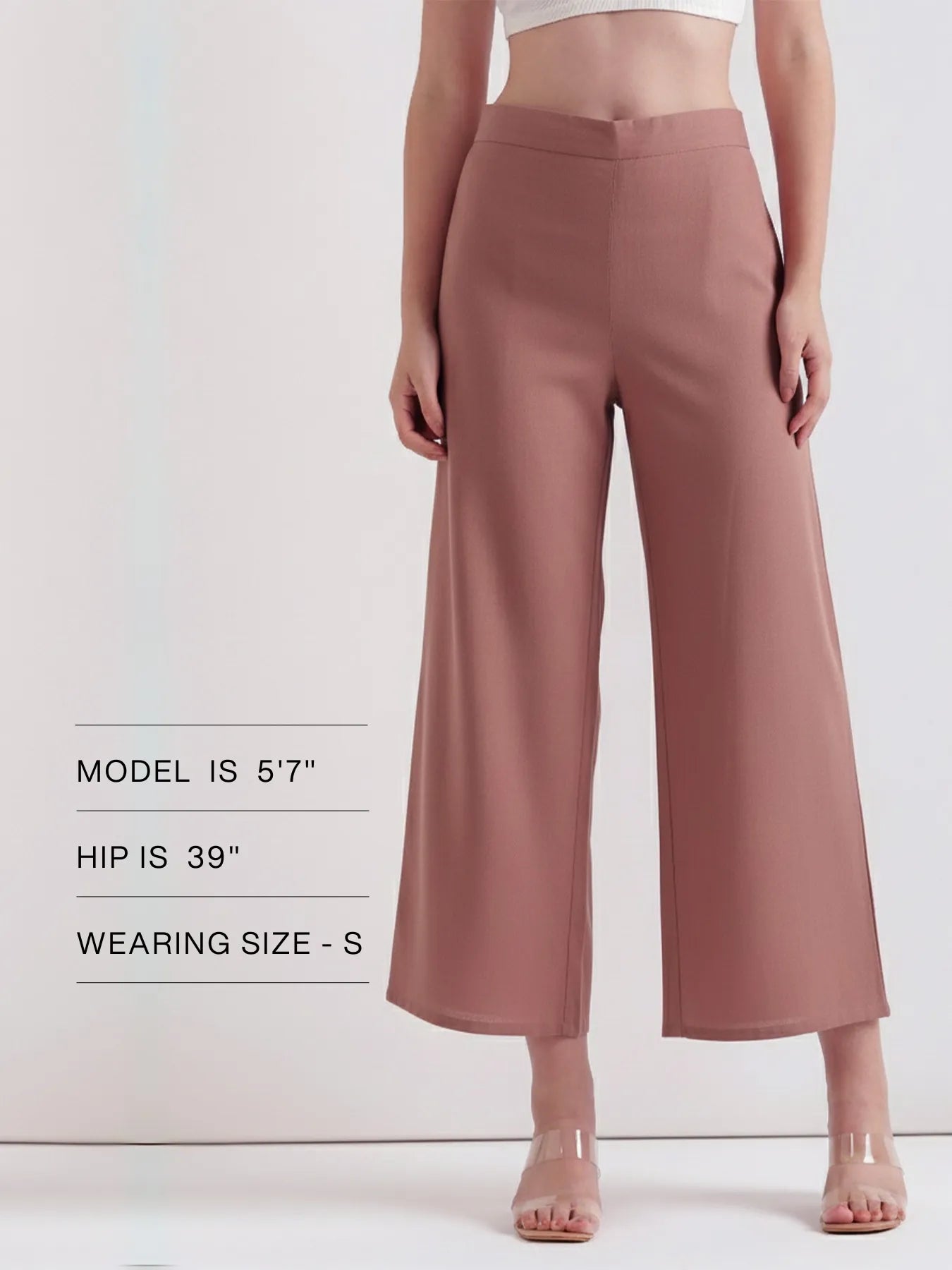 Women  Rose Taupe Airy Linen Wide Leg Pant