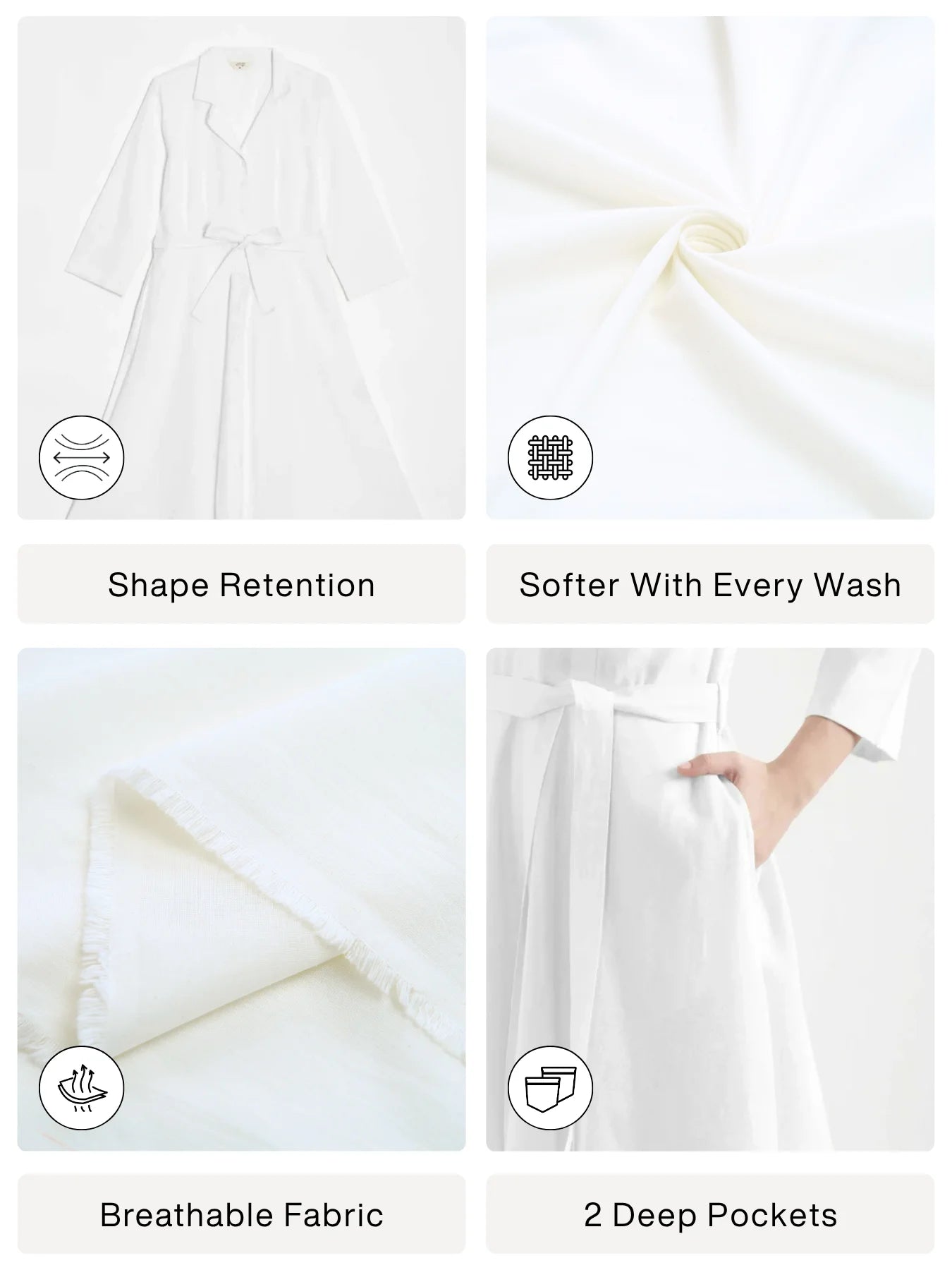 Women White Airy Linen Flared Dress