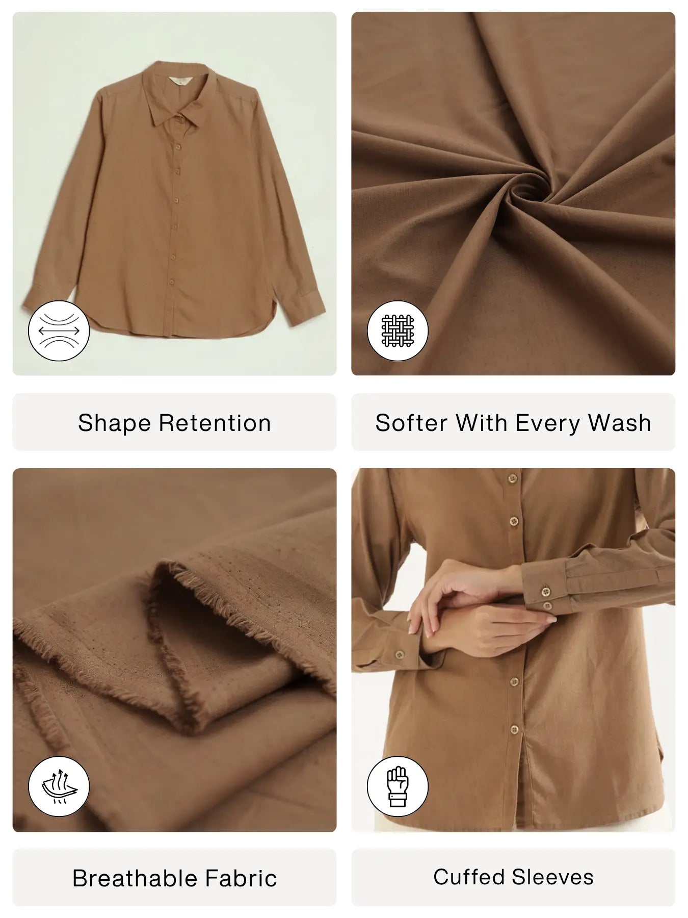 Women Coffee Brown Airy-Linen Shirt