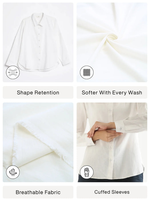 Women White Airy-Linen Shirt