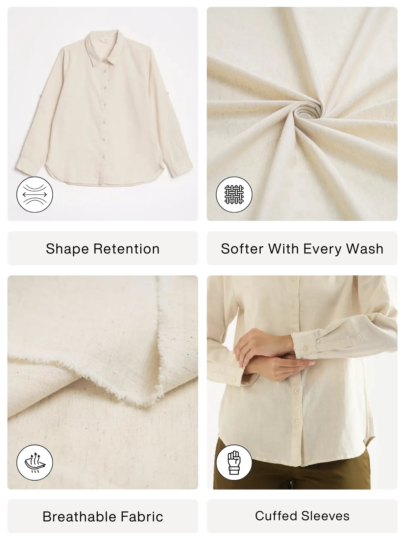 Women Ecru Airy-Linen Shirt