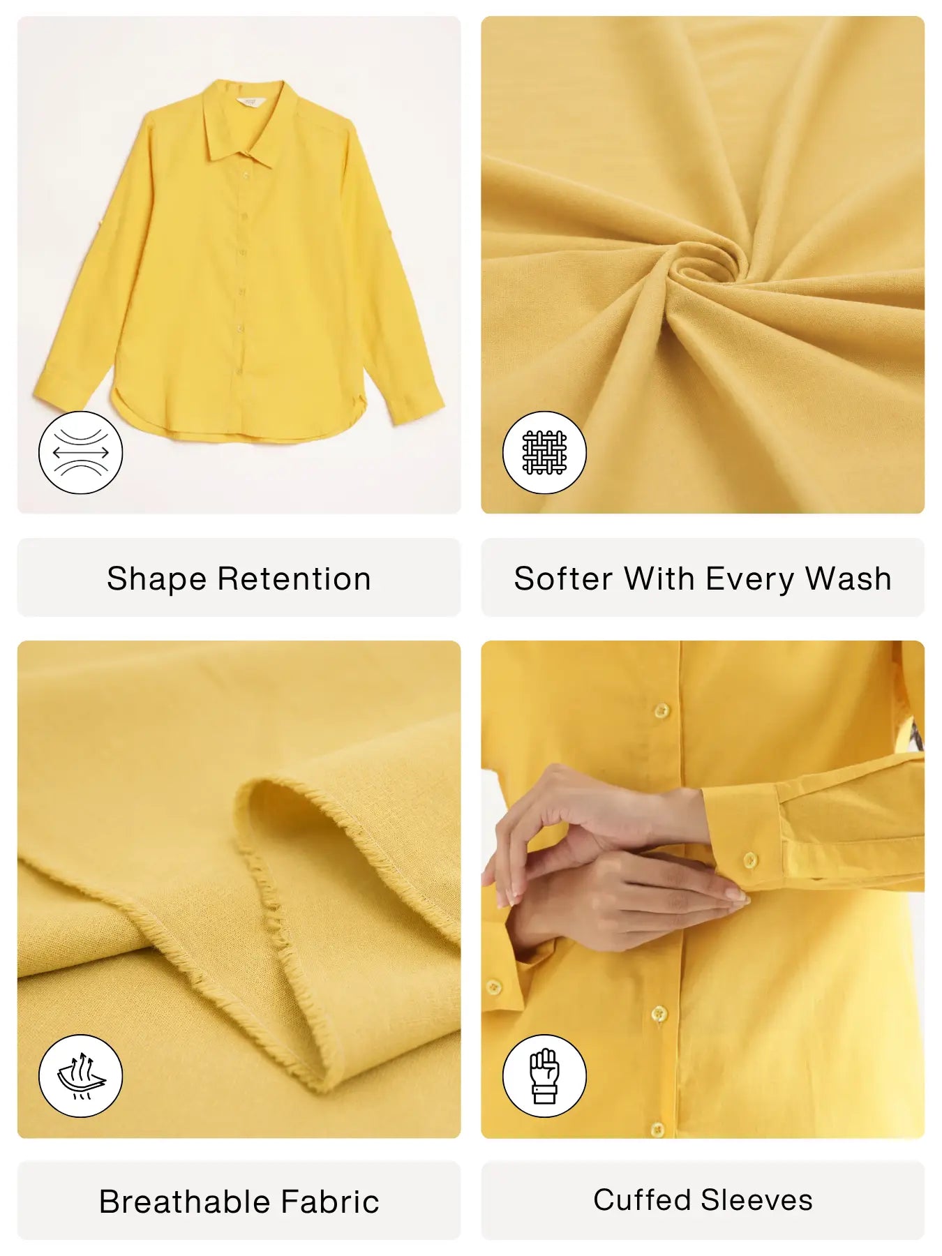 Women Yellow Airy-Linen Shirt