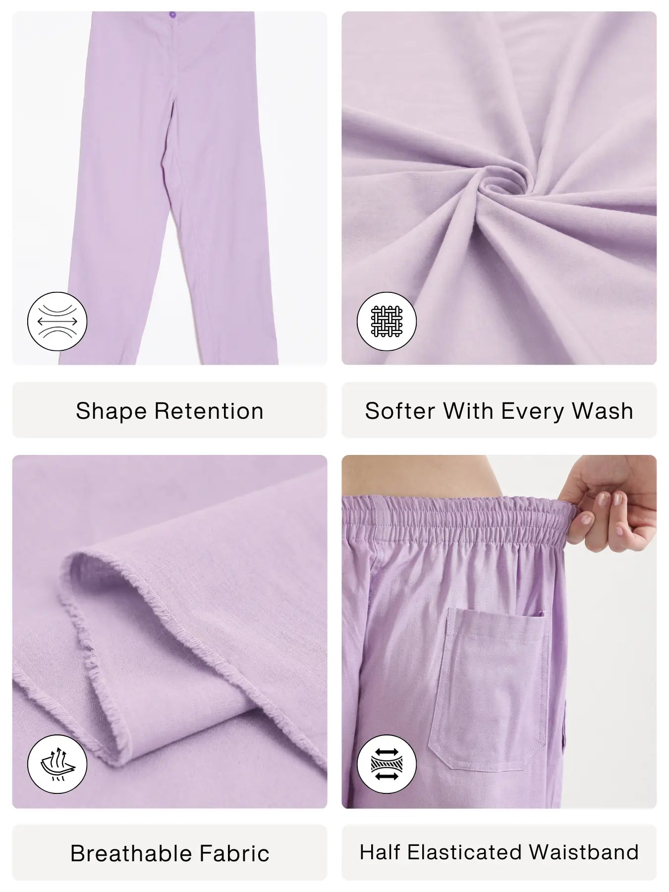 Women Lilac Airy Linen Straight Pants