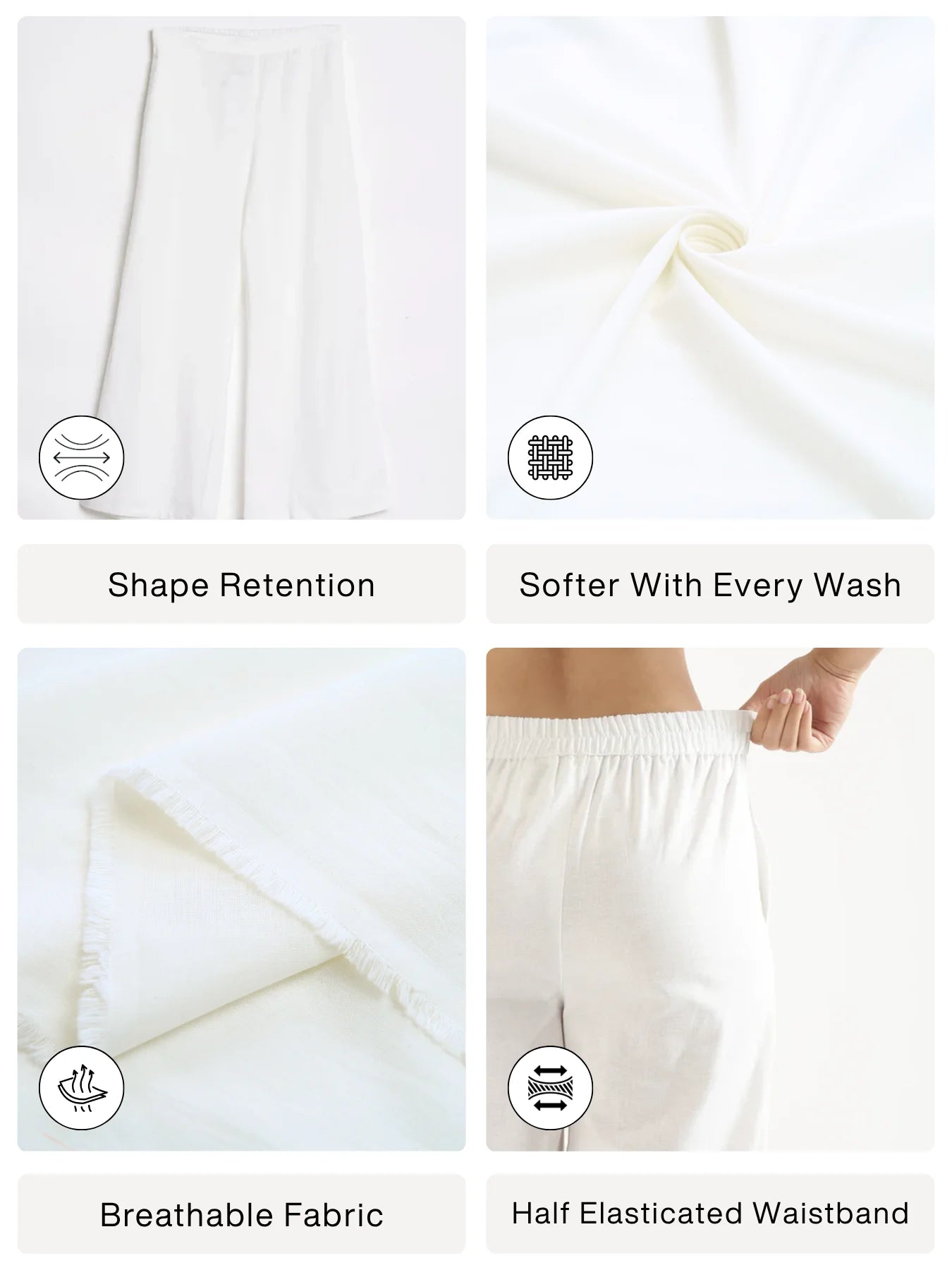 Women White Airy Linen Wide Leg Pant