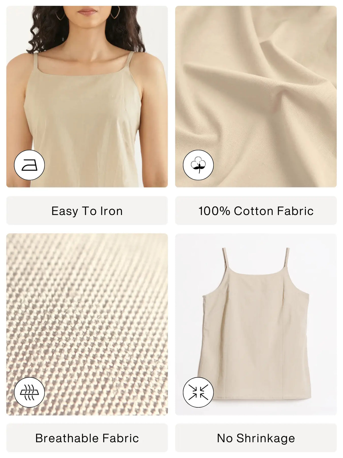 Women Nude Cotton Camisole Top