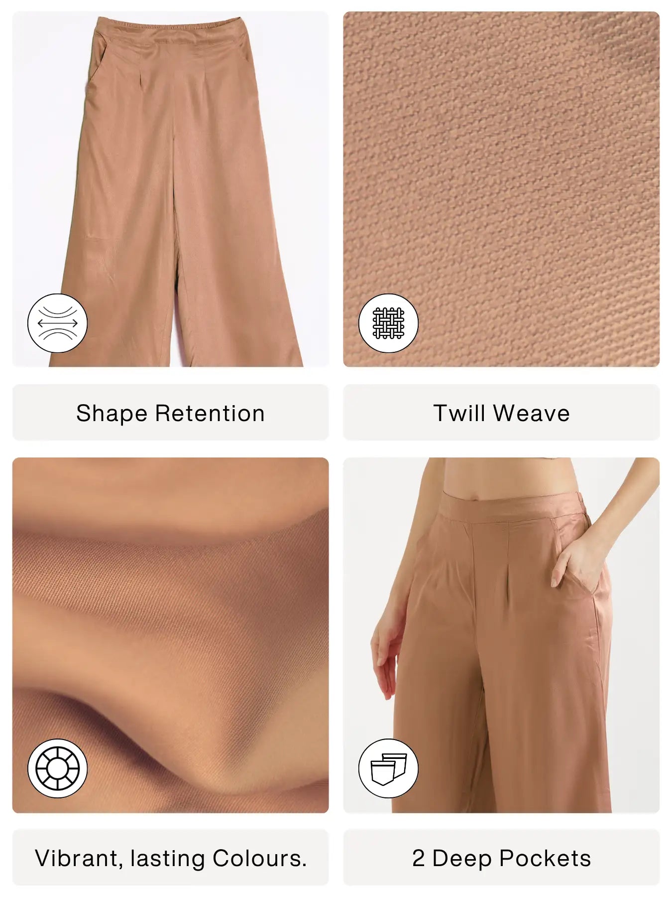 Women Mocha Mousse Viscose Palazzo Pant