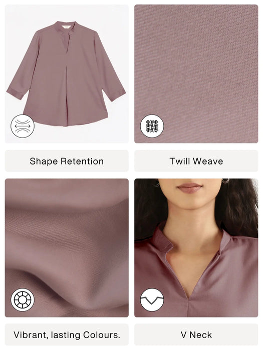 Women Rose Taupe Viscose Pleated Top