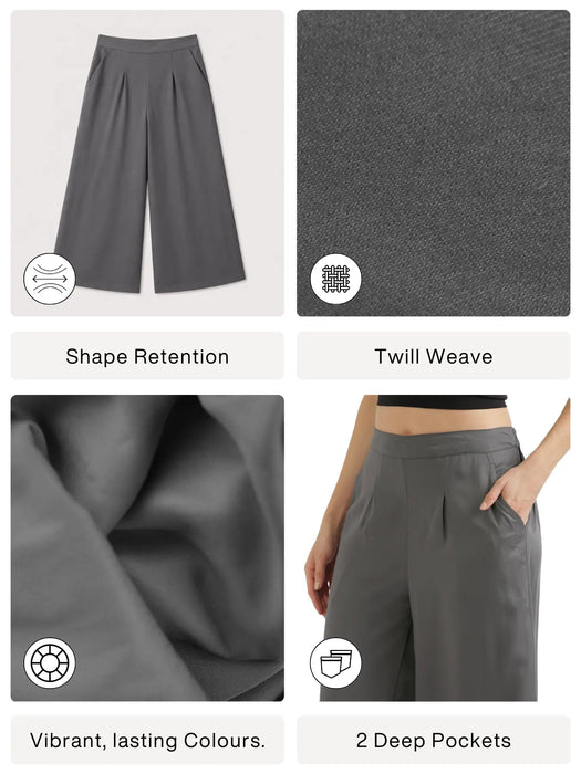 Women Grey Viscose Palazzo Pant