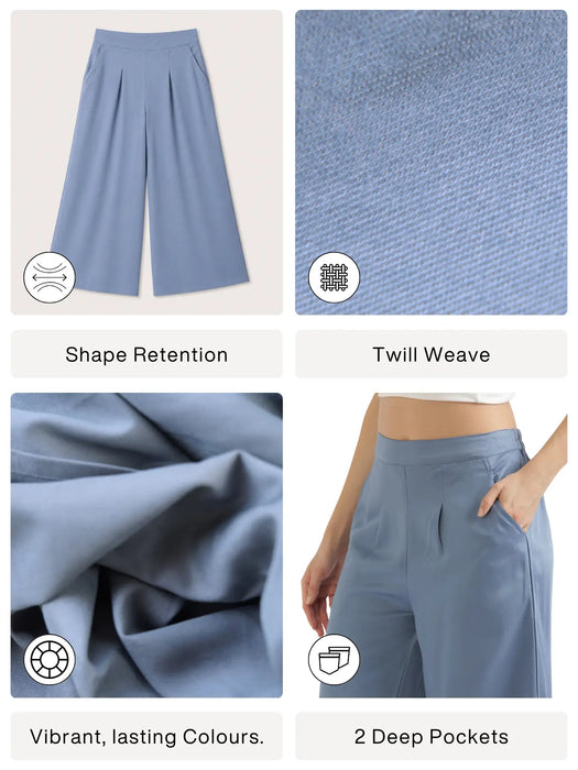 Women English Blue Viscose Palazzo Pant