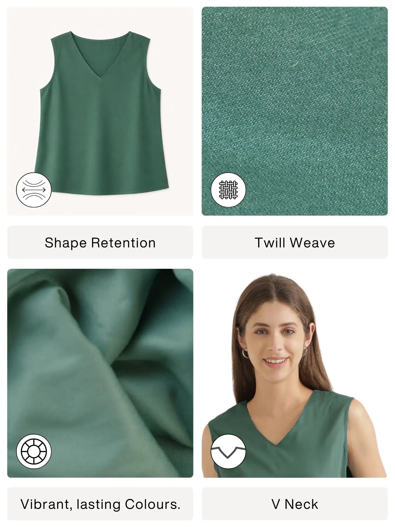 Women Jade V-Neck Sleeveless Top