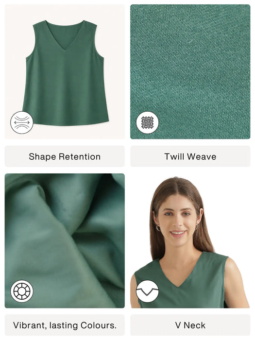 Women Jade V-Neck Sleeveless Top