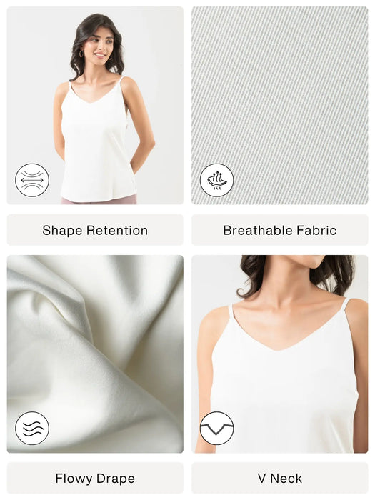 Women White Flowy Camisole Top