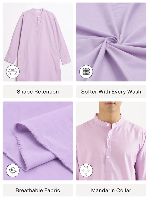 Men Lilac Airy Linen Long Kurta