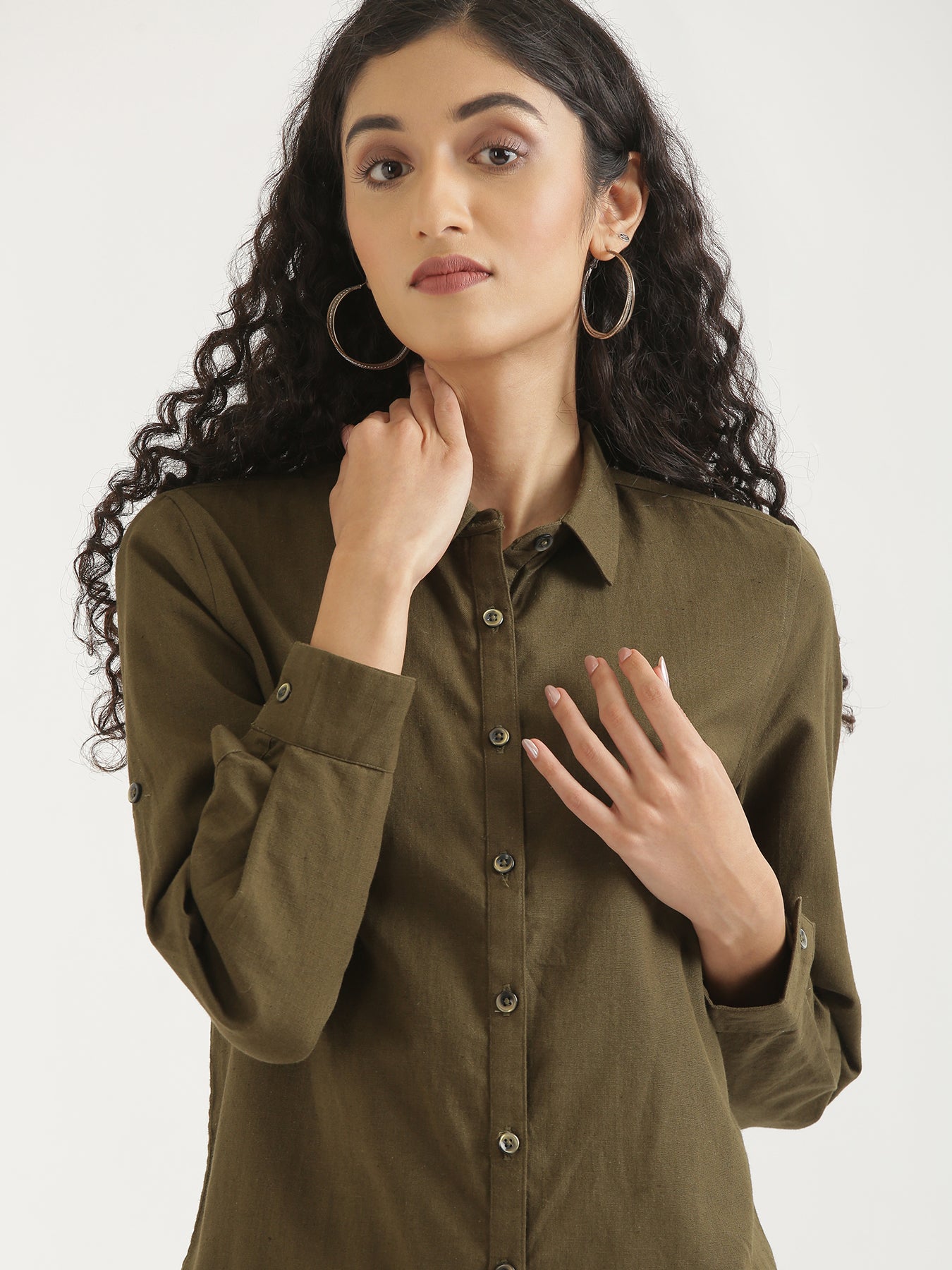 Olive green dress store shirt womens