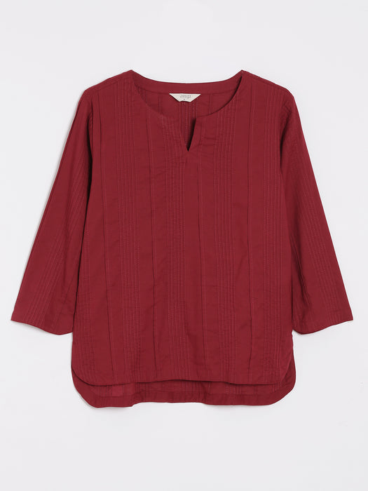 Women Raspberry Everyday Cotton Top