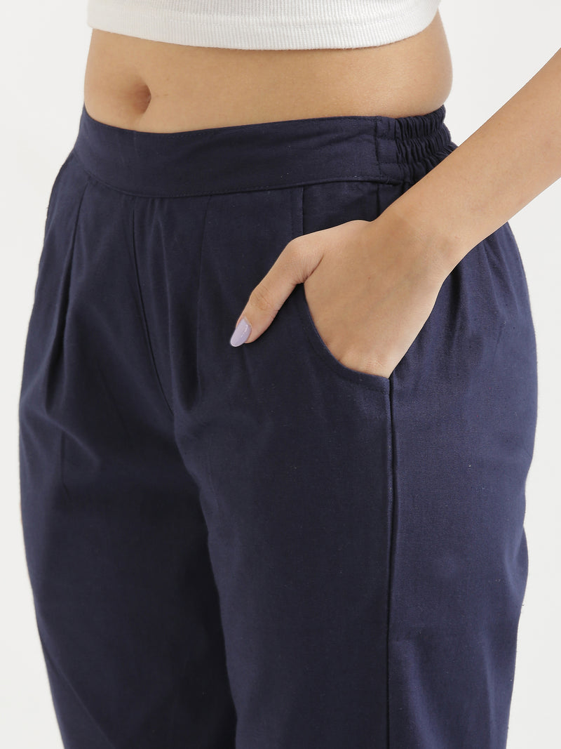 W Bottoms  Buy W Women Navy Blue Solid Trousers Online  Nykaa Fashion