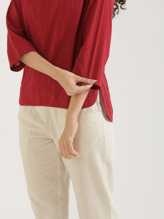 Women Raspberry Everyday Cotton Top