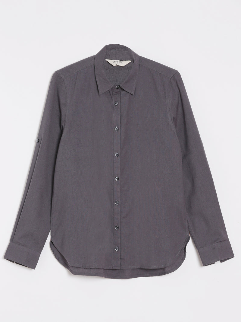 Slate Grey Airy-Linen Shirt – सादा / SAADAA