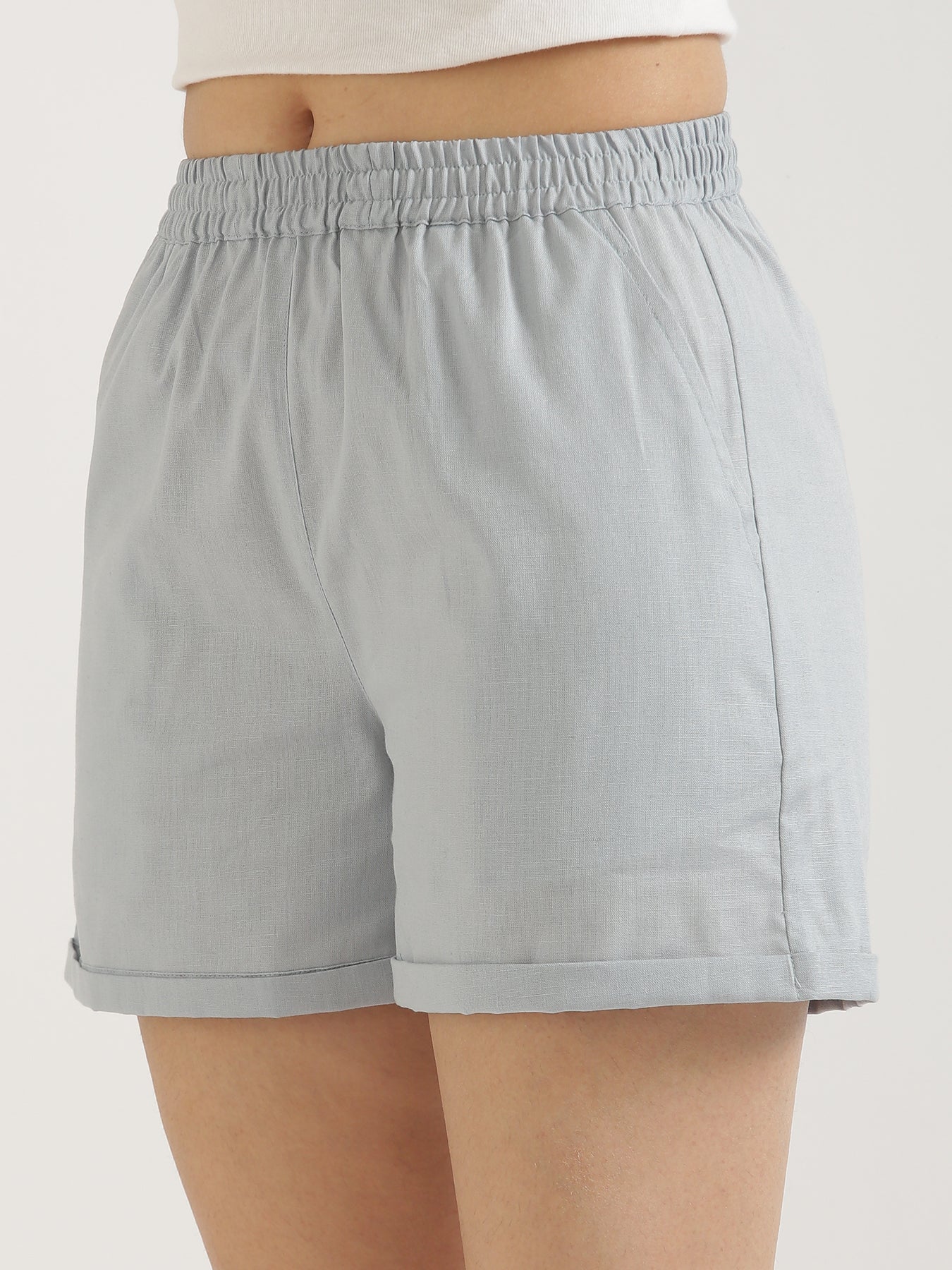 Sky Blue Airy-Linen Shorts