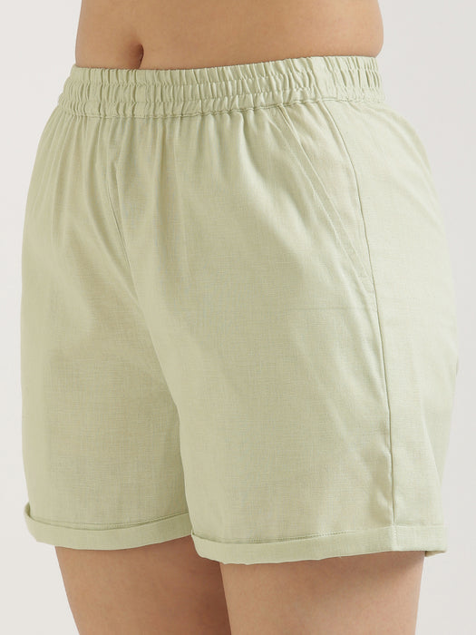 Mint Green Airy-Linen Shorts