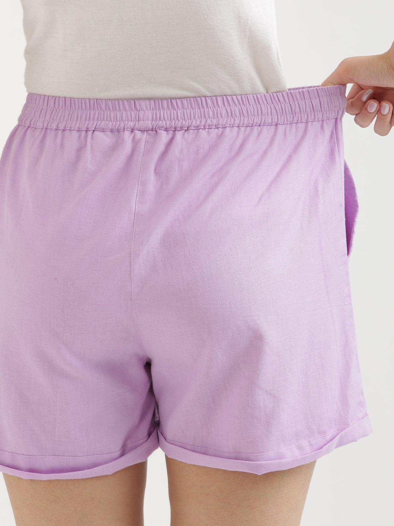 Lilac Airy-Linen Shorts