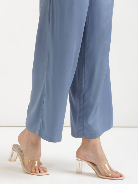Women Plus Size English Blue Viscose Palazzo Pant