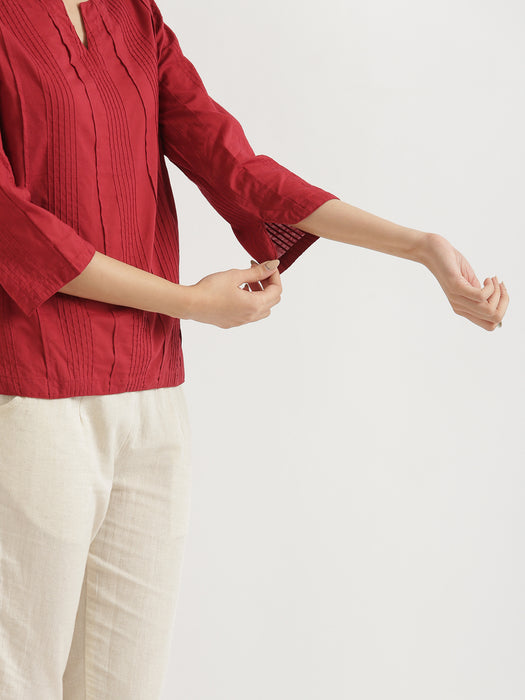 Women Raspberry Everyday Cotton Top