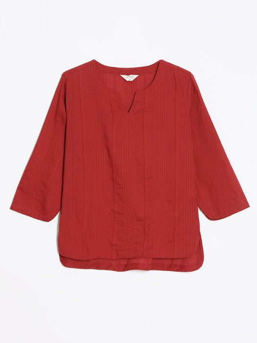 Women Raspberry Everyday Cotton Top