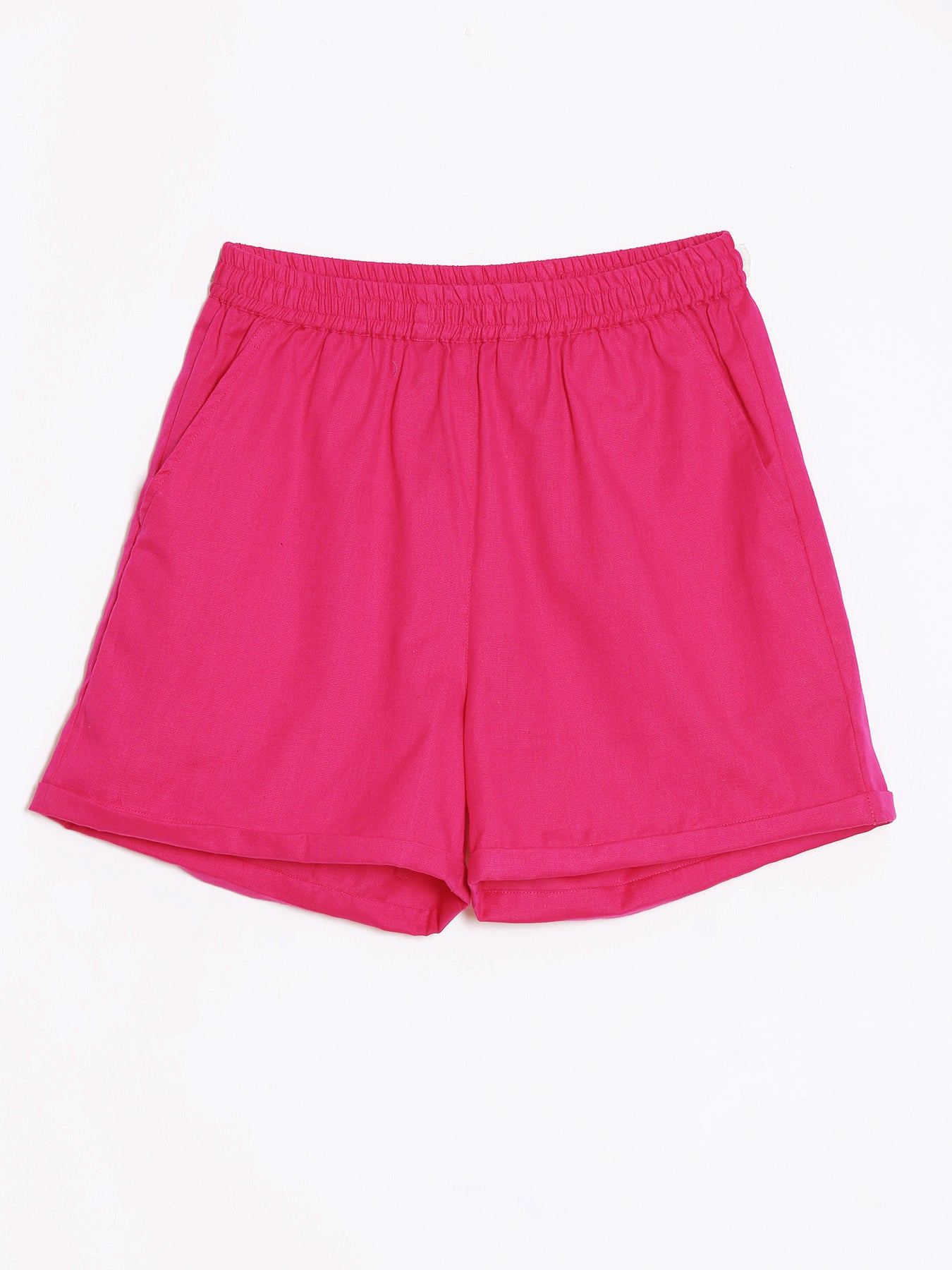 Hot Pink Airy-Linen Shorts