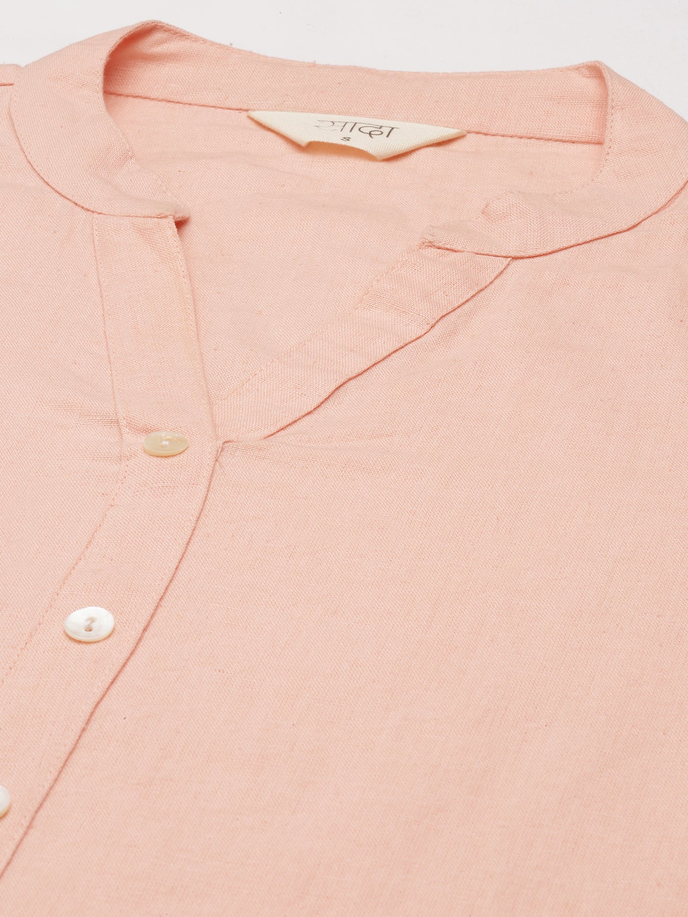 Peach Airy Linen Short Kurta