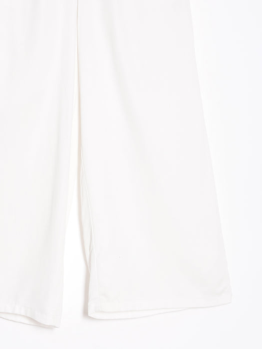 Women Plus Size White Viscose Palazzo Pant