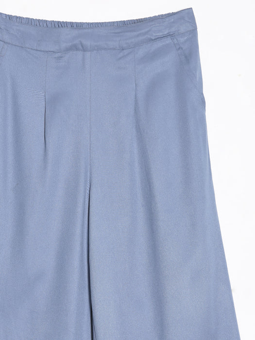 Women Plus Size English Blue Viscose Palazzo Pant